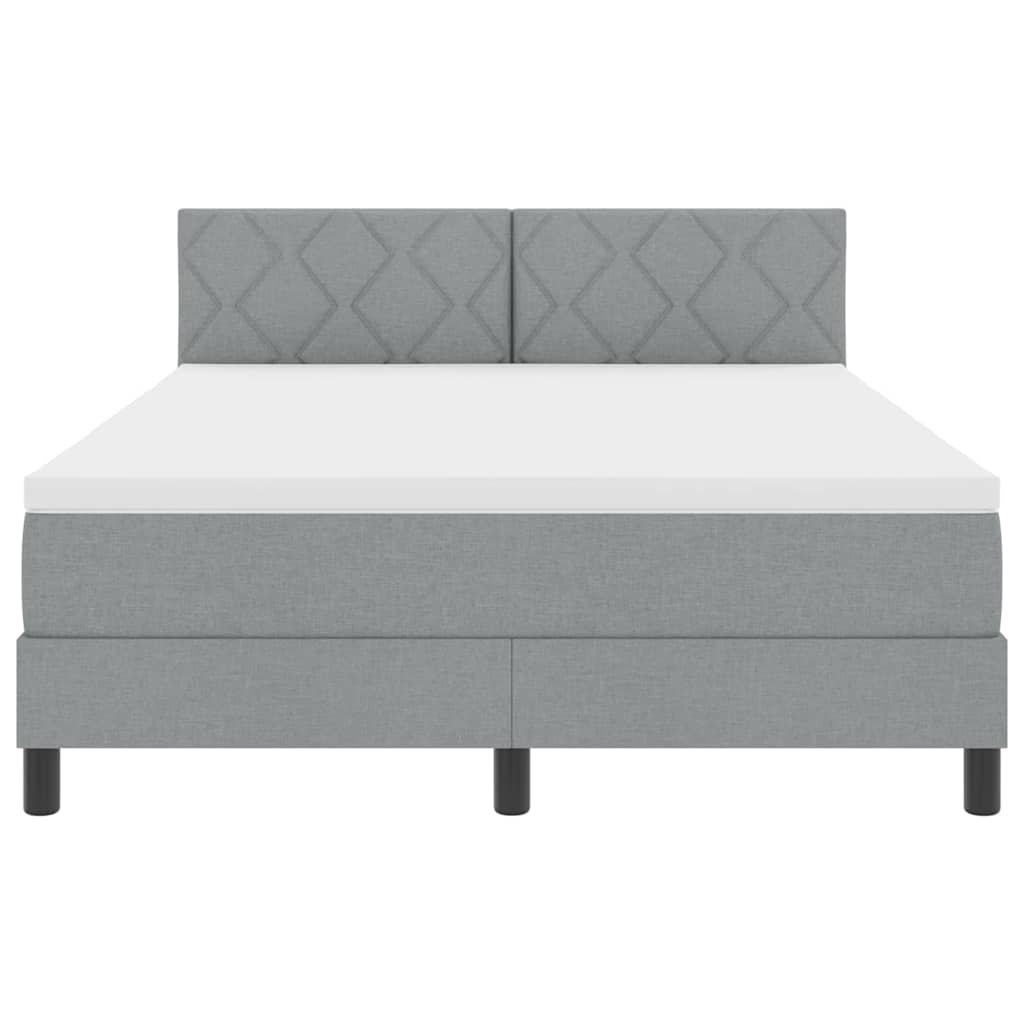 Box spring seng med LED-lysstrimler Lysegrå 140 x 190 cm Stof