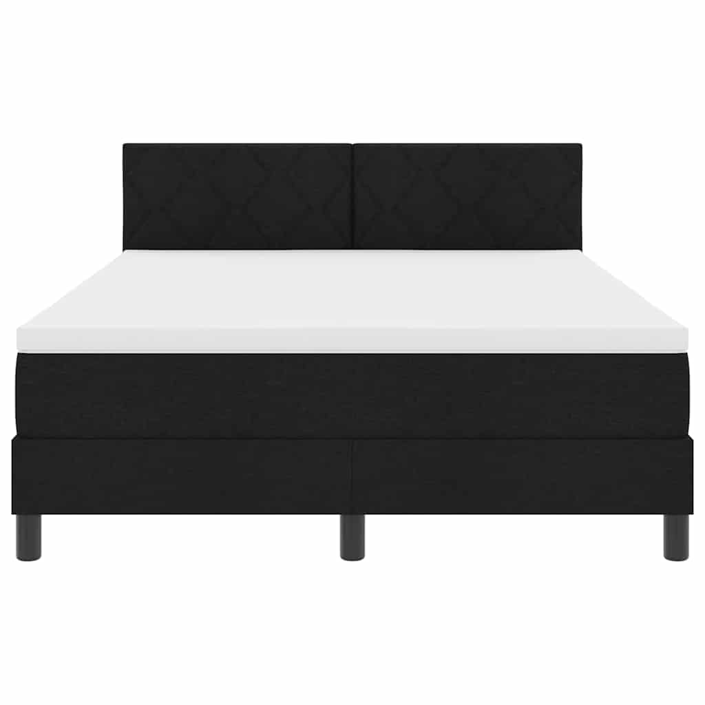 Box spring seng med LED-lysstrimler Sort 140 x 190 cm Stof