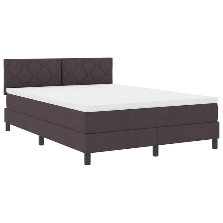 Box spring seng med LED-lysstrimler Mørk Brun 140 x 190 cm Stof
