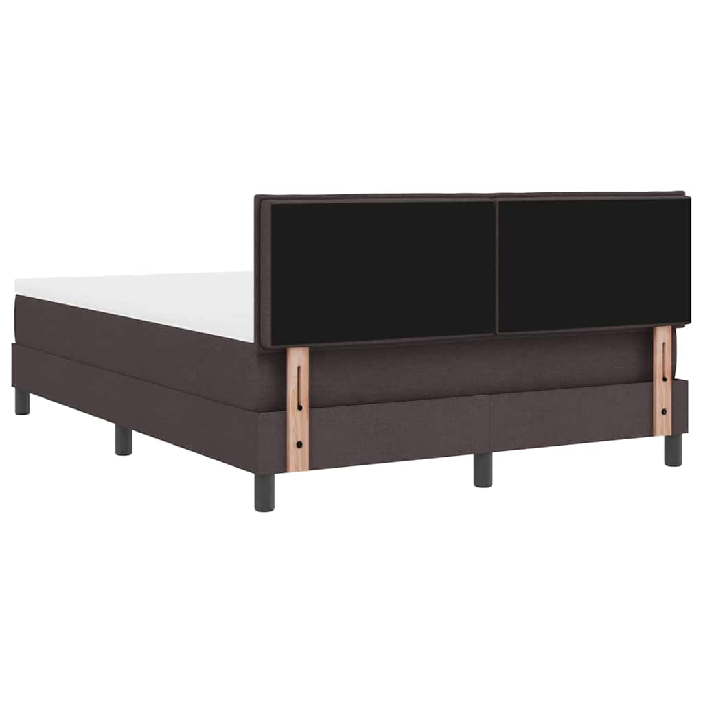 Box spring seng med LED-lysstrimler Mørk Brun 140 x 190 cm Stof