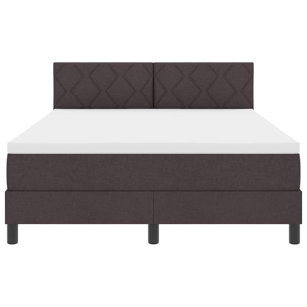 Box spring seng med LED-lysstrimler Mørk Brun 140 x 190 cm Stof