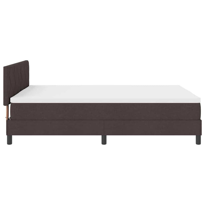 Box spring seng med LED-lysstrimler Mørk Brun 140 x 190 cm Stof