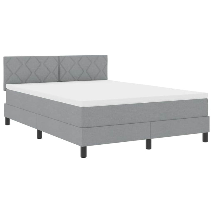 Box spring seng med madras med LED Lysegrå 140 x 200 cm Stof