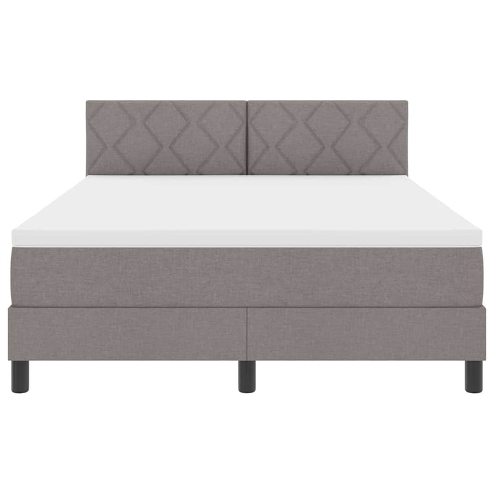 Box spring seng med LED-lysstrimler Gråbrun 140 x 200 cm Stof