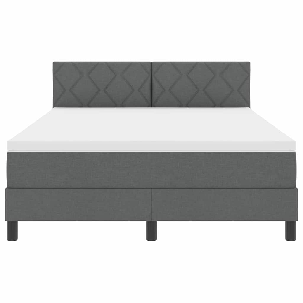 Box spring seng med LED-lysstrimler Mørkegrå 160 x 200 cm Stof