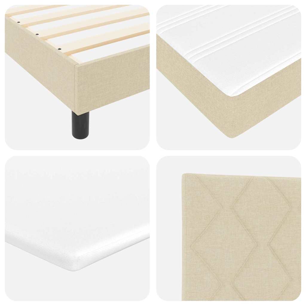 Box spring seng med pude med hovedgærde Creme 160 x 200 cm Stof