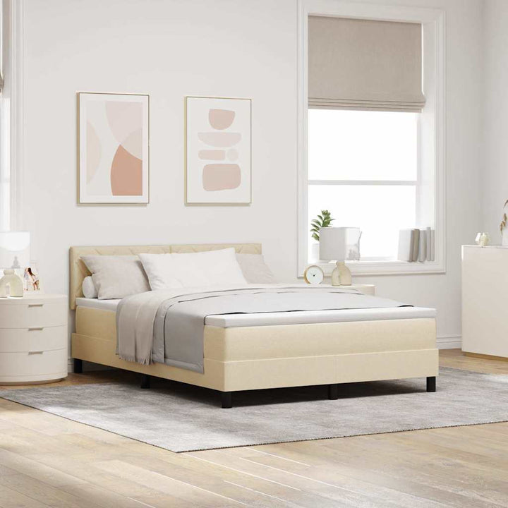 Box spring seng med pude med hovedgærde Creme 160 x 200 cm Stof