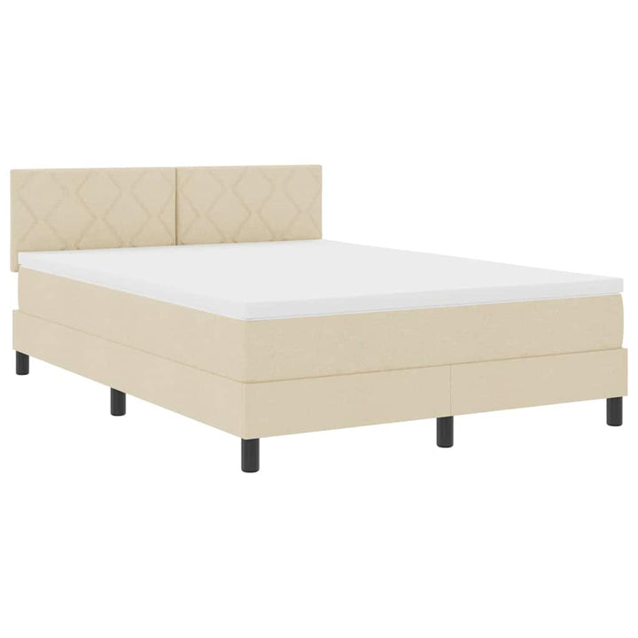 Box spring seng med pude med hovedgærde Creme 160 x 200 cm Stof