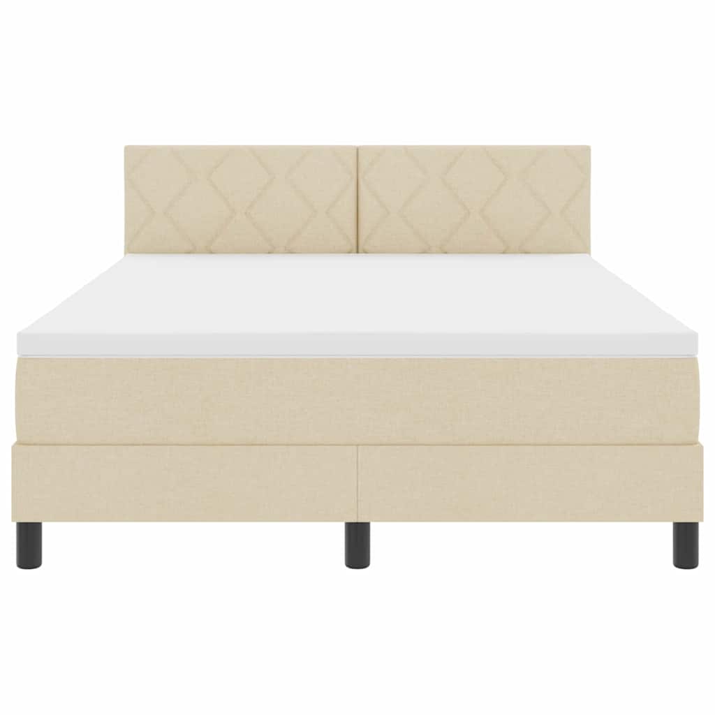 Box spring seng med pude med hovedgærde Creme 160 x 200 cm Stof
