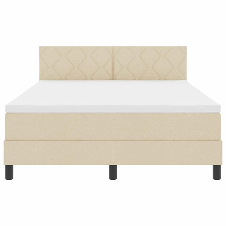 Box spring seng med pude med hovedgærde Creme 160 x 200 cm Stof
