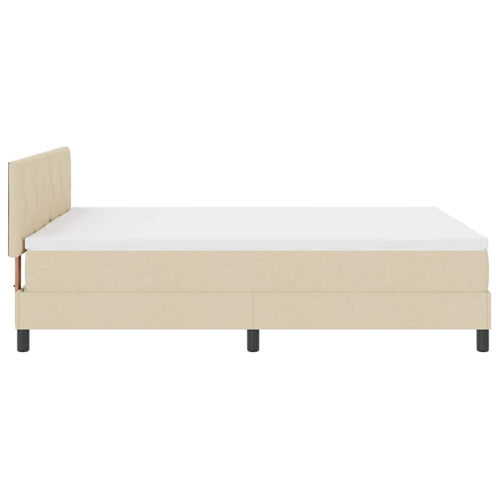 Box spring seng med pude med hovedgærde Creme 160 x 200 cm Stof