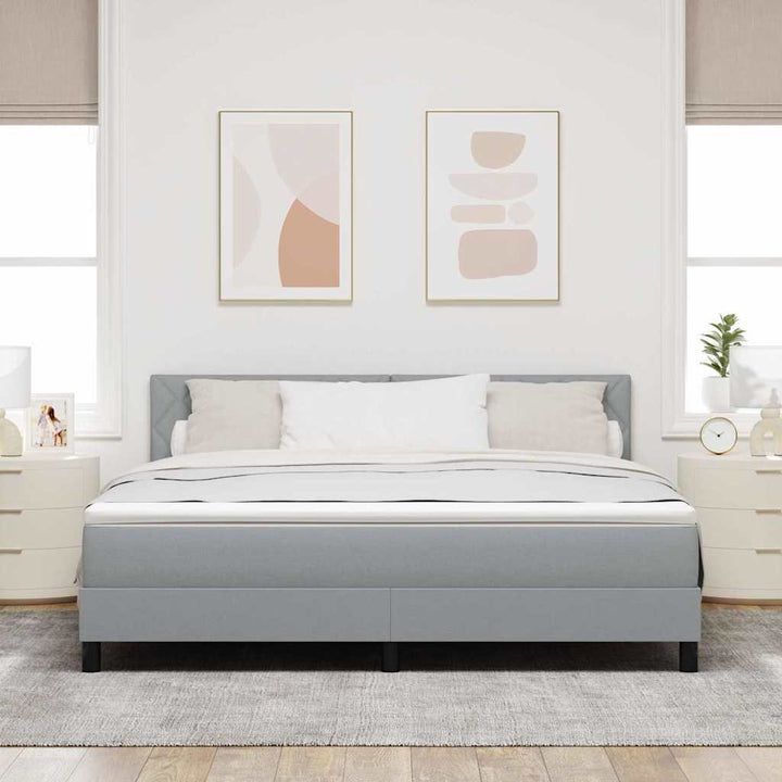 Box spring seng med pude Lysegrå 180 x 200 cm Stof