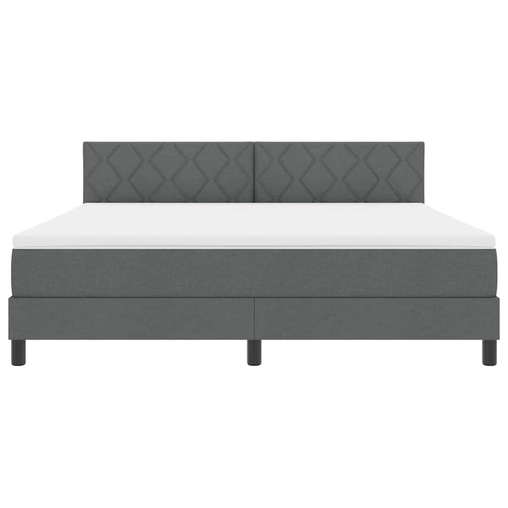 Box spring seng med LED-lysstrimler Mørkegrå 180 x 200 cm Stof