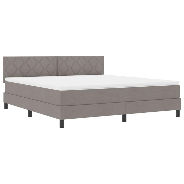 Box spring seng med LED-lysstrimler Gråbrun 180 x 200 cm Stof