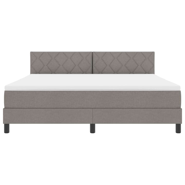 Box spring seng med LED-lysstrimler Gråbrun 180 x 200 cm Stof