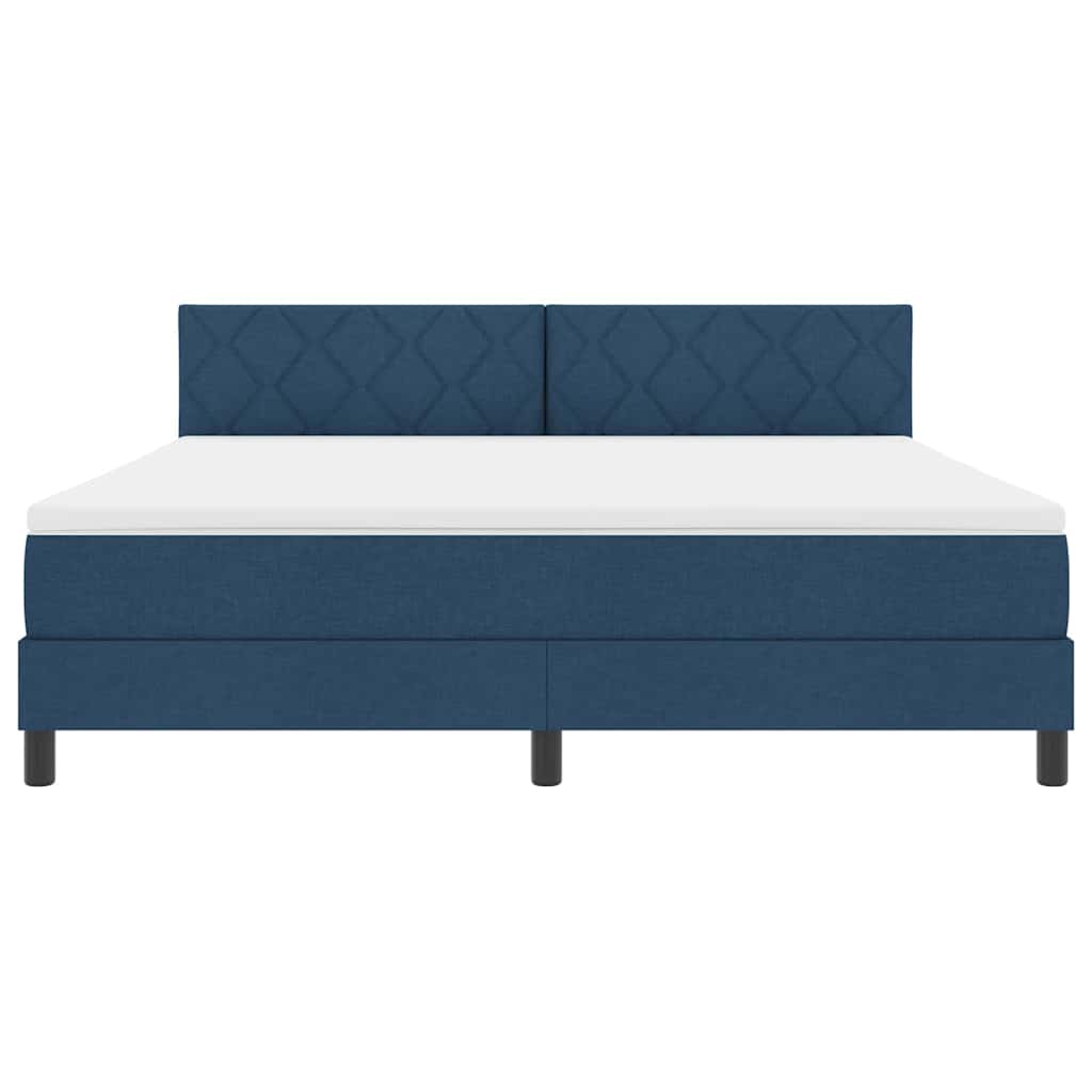Box spring seng med LED-lysstrimler Blå 180 x 200 cm Stof