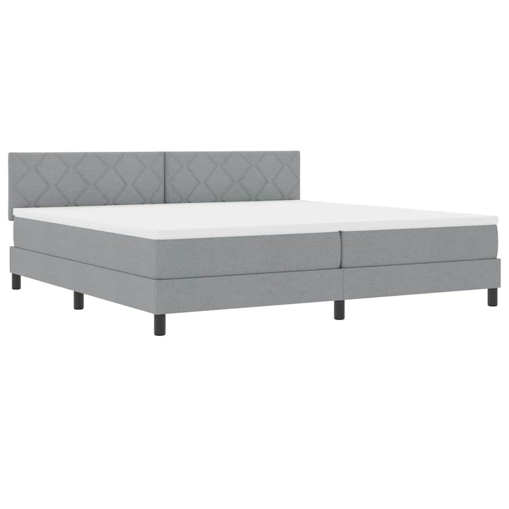 Box spring seng med madras med LED Lysegrå 200 x 200 cm Stof