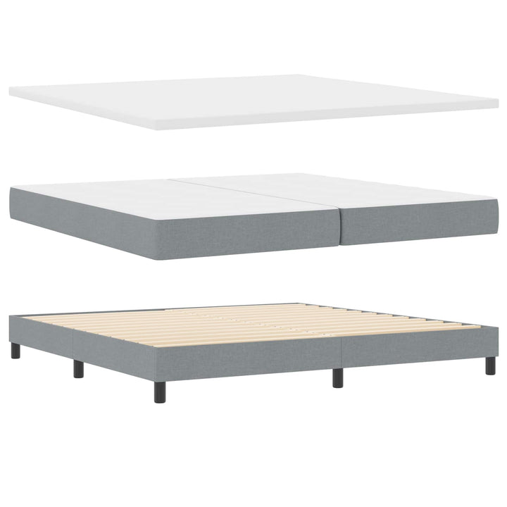 Box spring seng med madras med LED Lysegrå 200 x 200 cm Stof