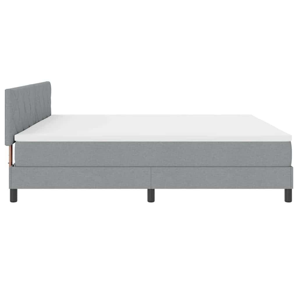 Box spring seng med madras med LED Lysegrå 200 x 200 cm Stof