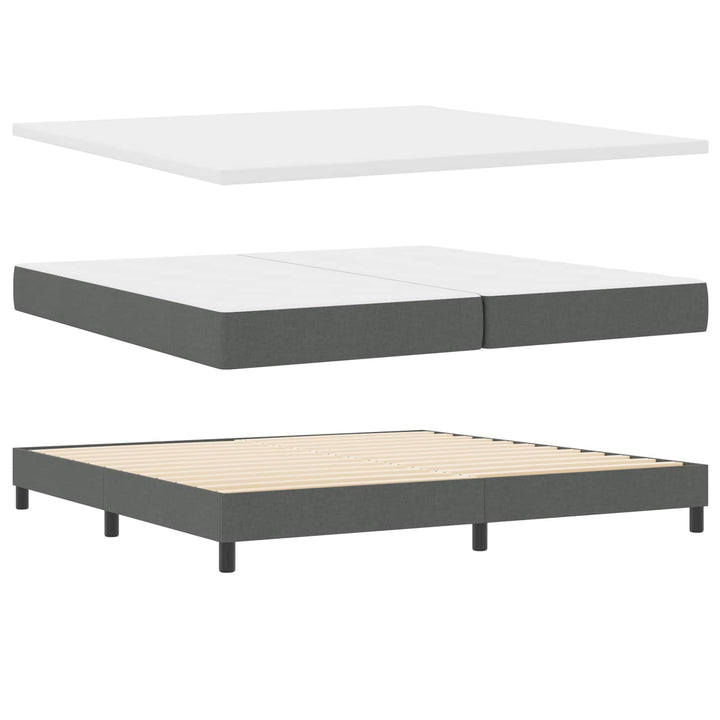 Box spring seng med LED-lysstrimler Mørkegrå 200 x 200 cm Stof