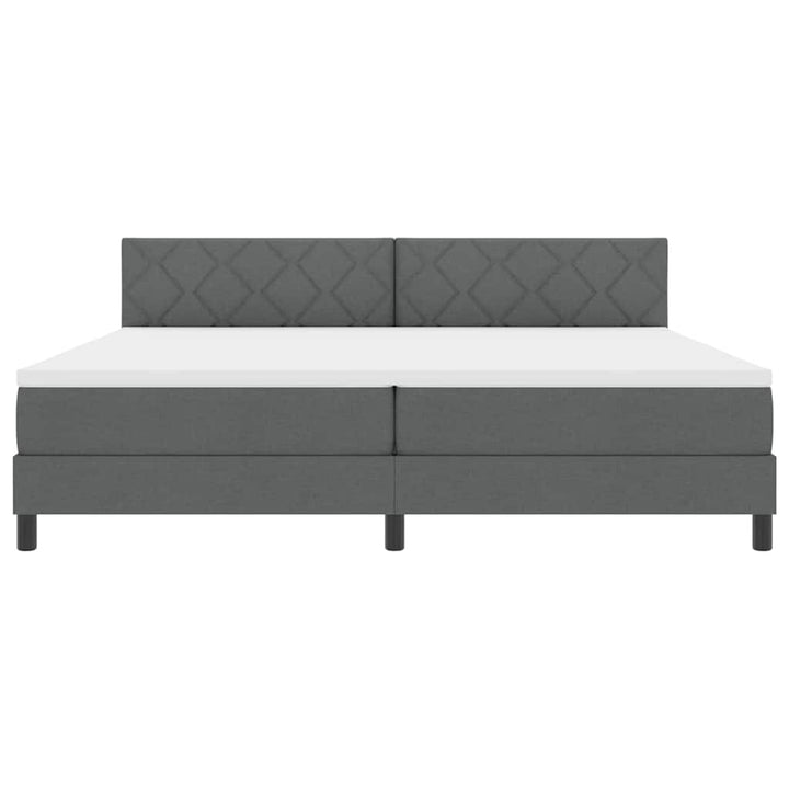 Box spring seng med LED-lysstrimler Mørkegrå 200 x 200 cm Stof