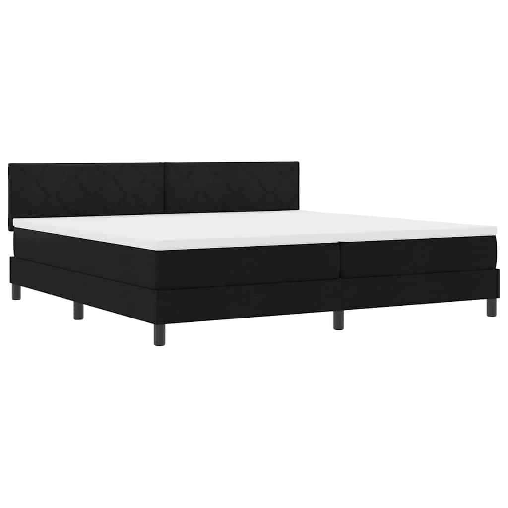 Box spring seng med madras med LED Sort 200 x 200 cm Stof