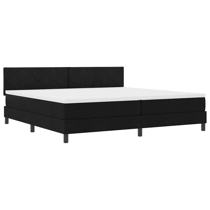 Box spring seng med madras med LED Sort 200 x 200 cm Stof