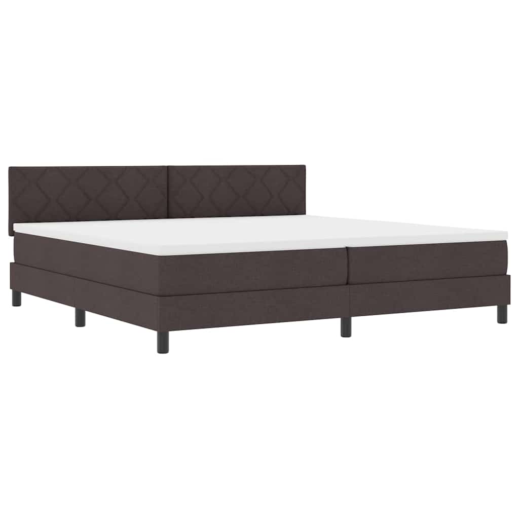 Box spring seng med madras med LED Mørk Brun 200 x 200 cm Stof