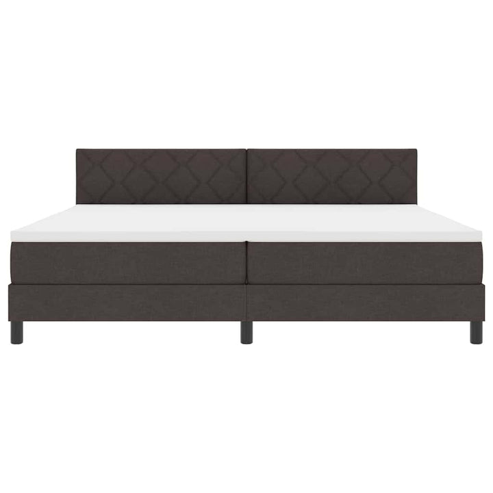 Box spring seng med madras med LED Mørk Brun 200 x 200 cm Stof
