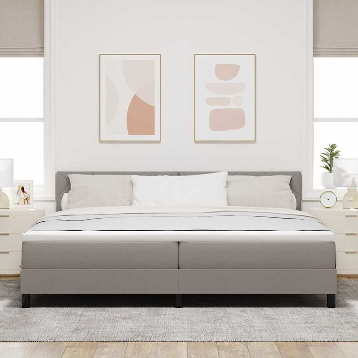 Box spring seng med pude Gråbrun 200 x 200 cm Stof