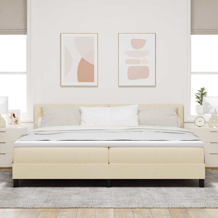 Box spring seng med madras med LED Creme 200 x 200 cm Stof