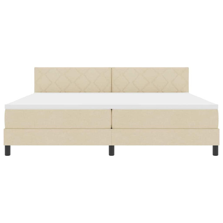 Box spring seng med madras med LED Creme 200 x 200 cm Stof