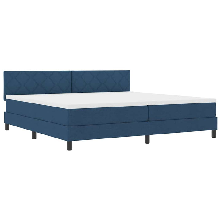 Box spring seng med madras med LED Blå 200 x 200 cm Stof