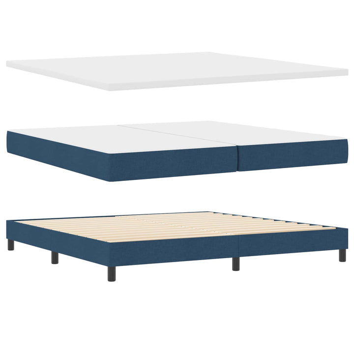 Box spring seng med madras med LED Blå 200 x 200 cm Stof