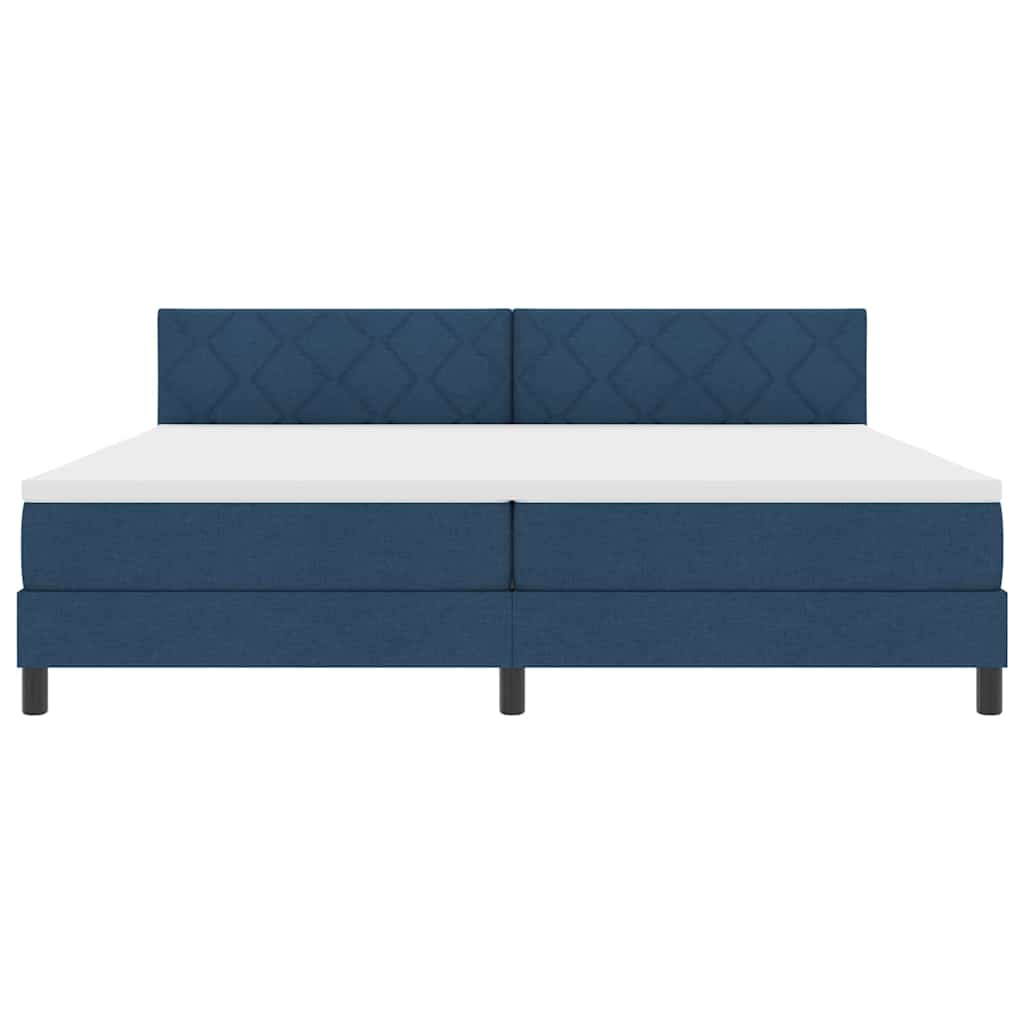 Box spring seng med madras med LED Blå 200 x 200 cm Stof
