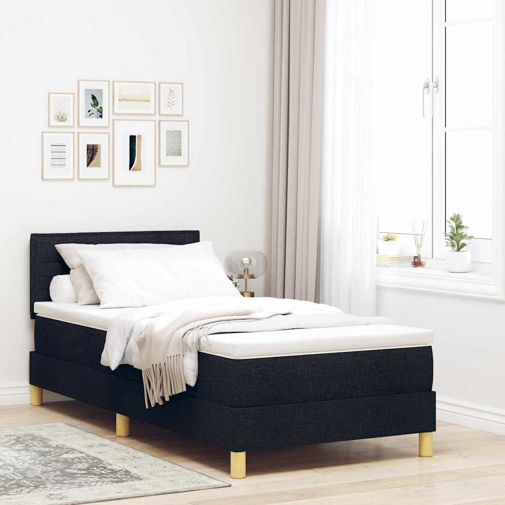 LED Box Spring Bed med LED-lysstrimler Sort 80 x 200 cm Stof