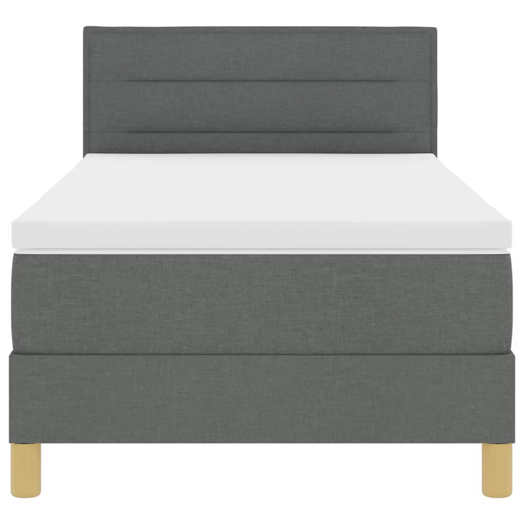 LED Box Spring Bed med hovedgærde Mørkegrå 90 x 190 cm Stof
