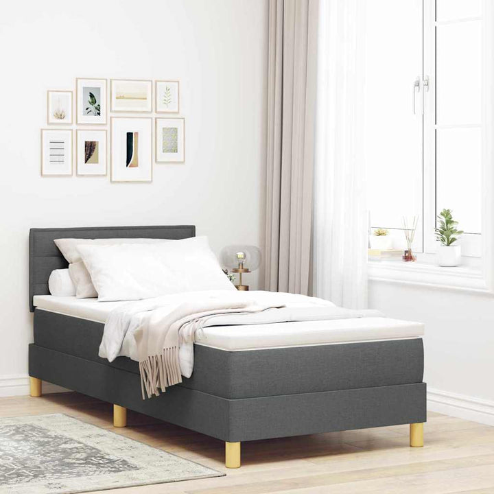 LED Box Spring Bed med hovedgærde Mørkegrå 90 x 200 cm Stof