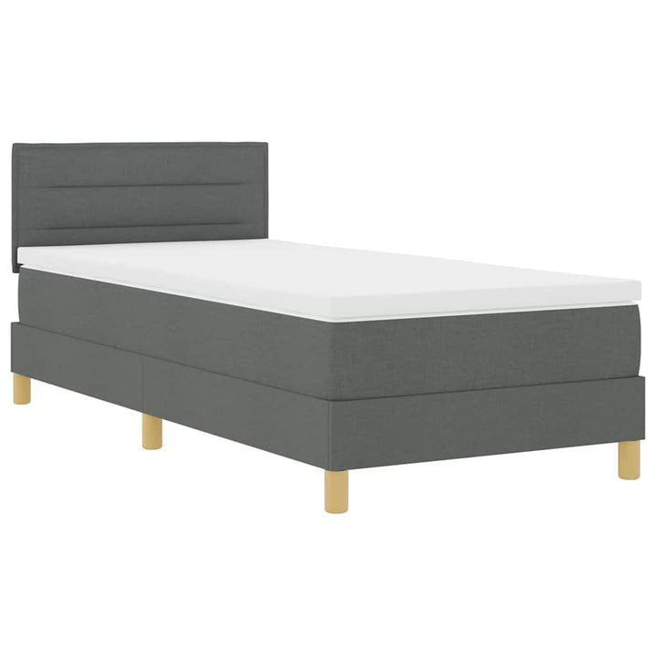 LED Box Spring Bed med hovedgærde Mørkegrå 90 x 200 cm Stof