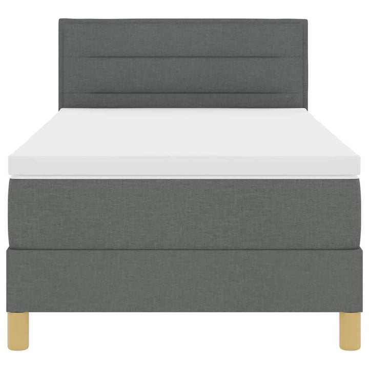 LED Box Spring Bed med hovedgærde Mørkegrå 90 x 200 cm Stof
