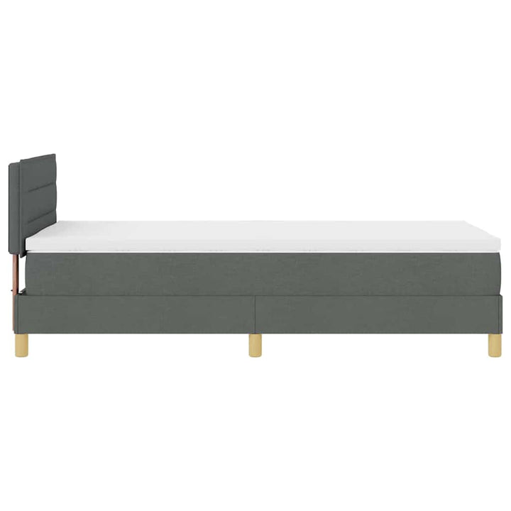 LED Box Spring Bed med hovedgærde Mørkegrå 90 x 200 cm Stof
