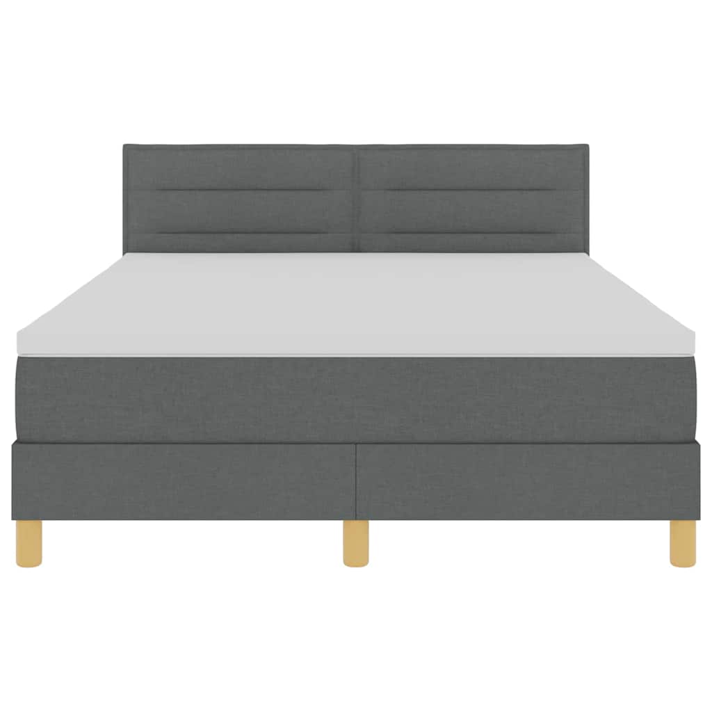 LED Box Spring Bed med hovedgærde Mørkegrå 140 x 190 cm Stof