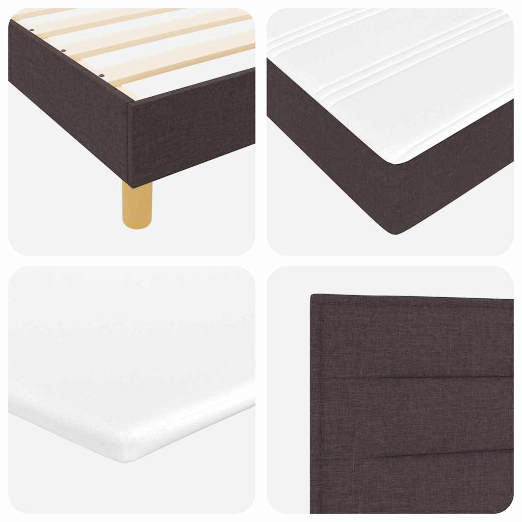 LED Box Spring Bed med hovedgærde Mørk Brun 140 x 200 cm Stof