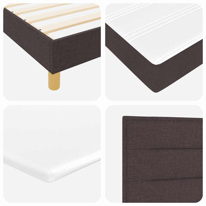 LED Box Spring Bed med hovedgærde Mørk Brun 140 x 200 cm Stof