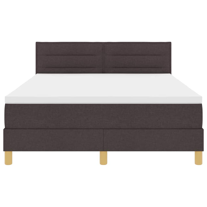 LED Box Spring Bed med hovedgærde Mørk Brun 140 x 200 cm Stof