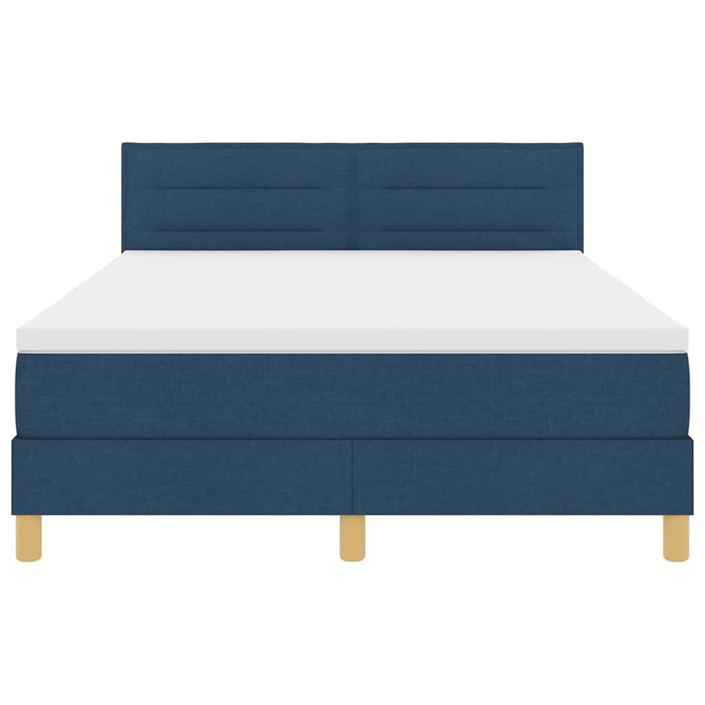 LED Box Spring Bed med pude Blå 140 x 200 cm Stof