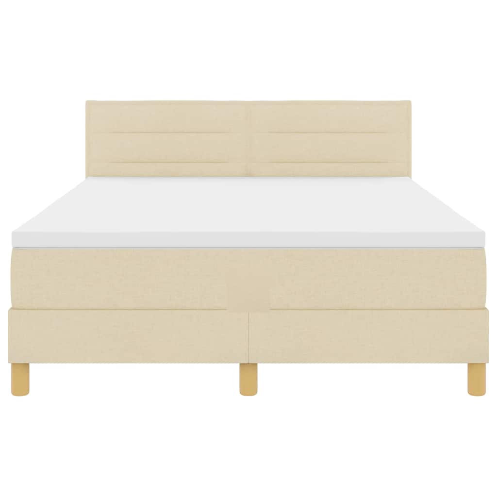 LED Box Spring Bed med LED-lysstrimler Creme 160 x 200 cm Stof