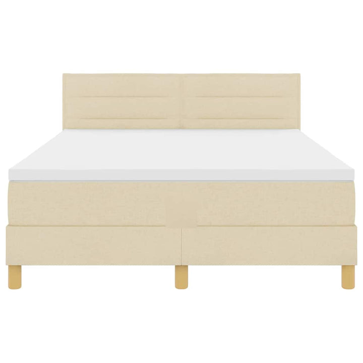 LED Box Spring Bed med LED-lysstrimler Creme 160 x 200 cm Stof