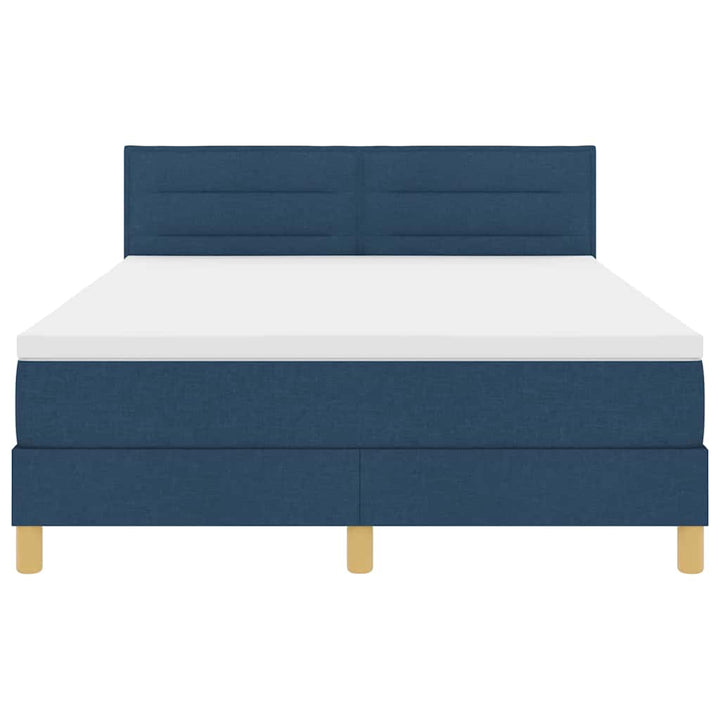 LED Box Spring Bed med LED-lysstrimler Blå 160 x 200 cm Stof