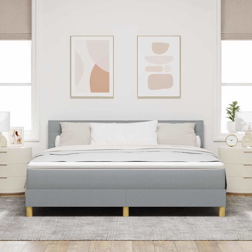 LED Box Spring Bed med pude Lysegrå 180 x 200 cm Stof